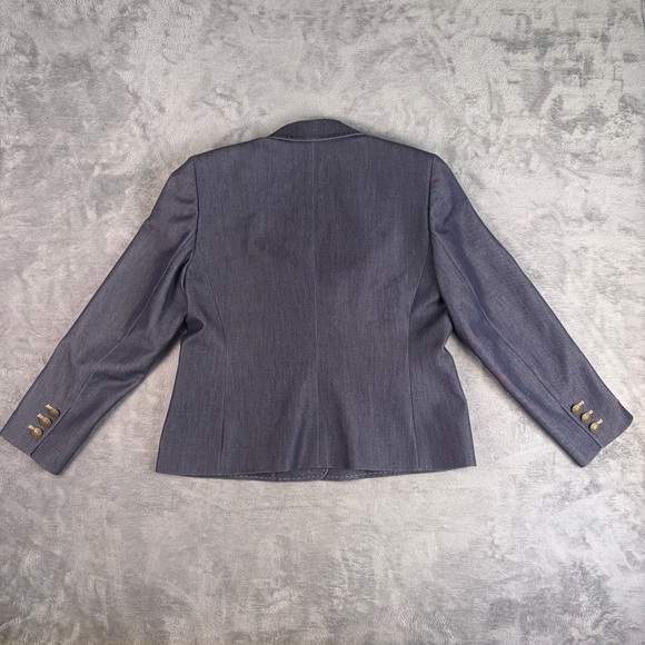 Kasper Blazer Women's 12P Denim-Blue Tailored Two-Button Notch Lapel Business - Picture 13 of 15